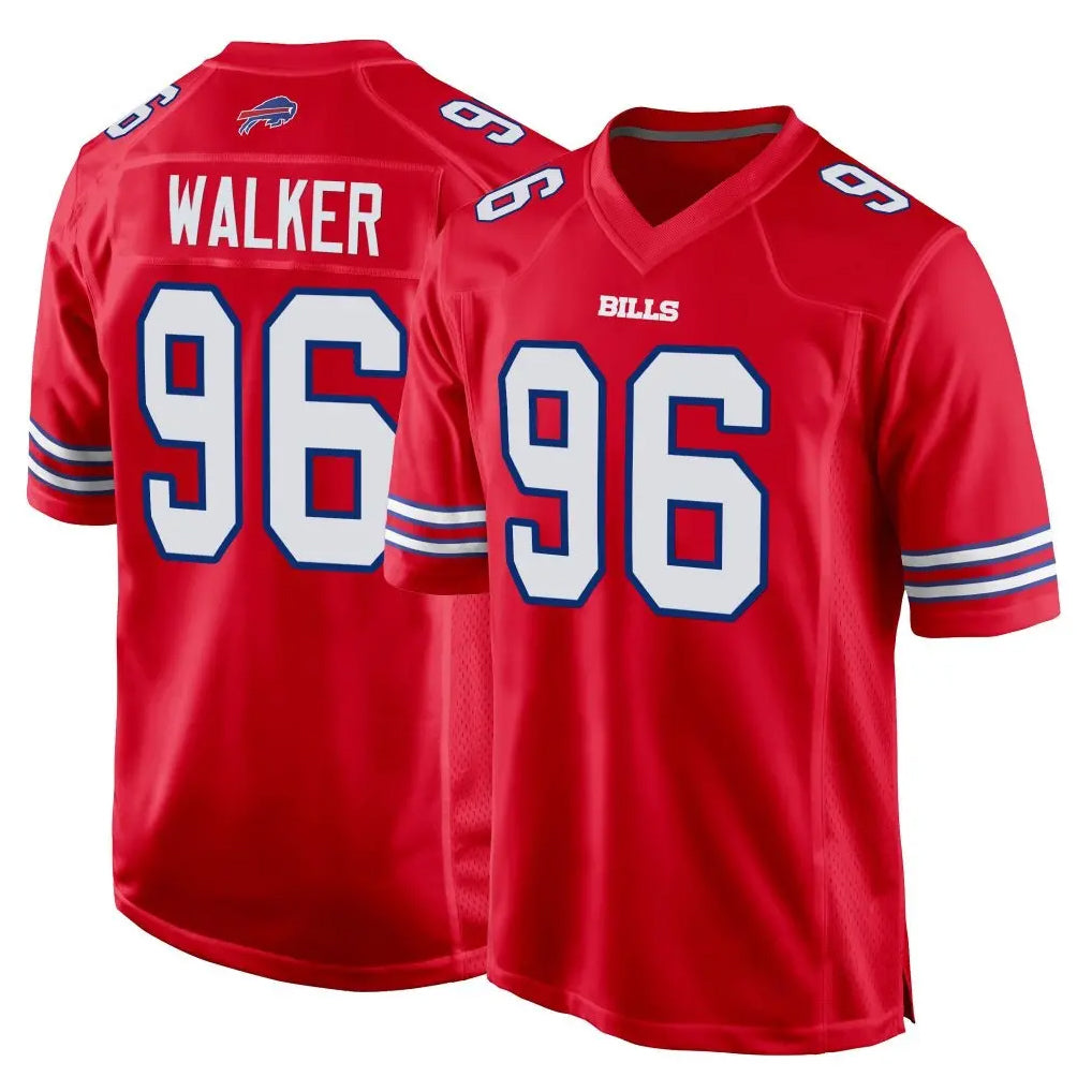 B.Bills #96 Deone Walker Player Red Home Game Kdoa Stitched Jerseys