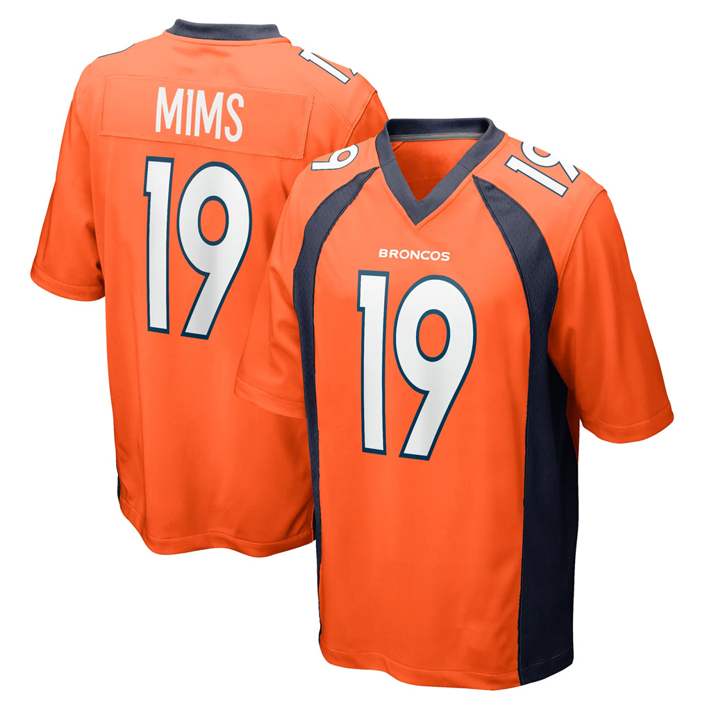 D.Broncos #19 Marvin Mims Jr. Player Orange Color Home Game Kdoa Stitched Jerseys