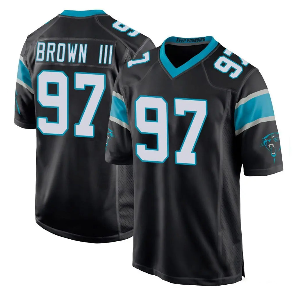 C.Panthers #97 Bobby Brown III Player Black Home Game Kdoa Stitched Jerseys