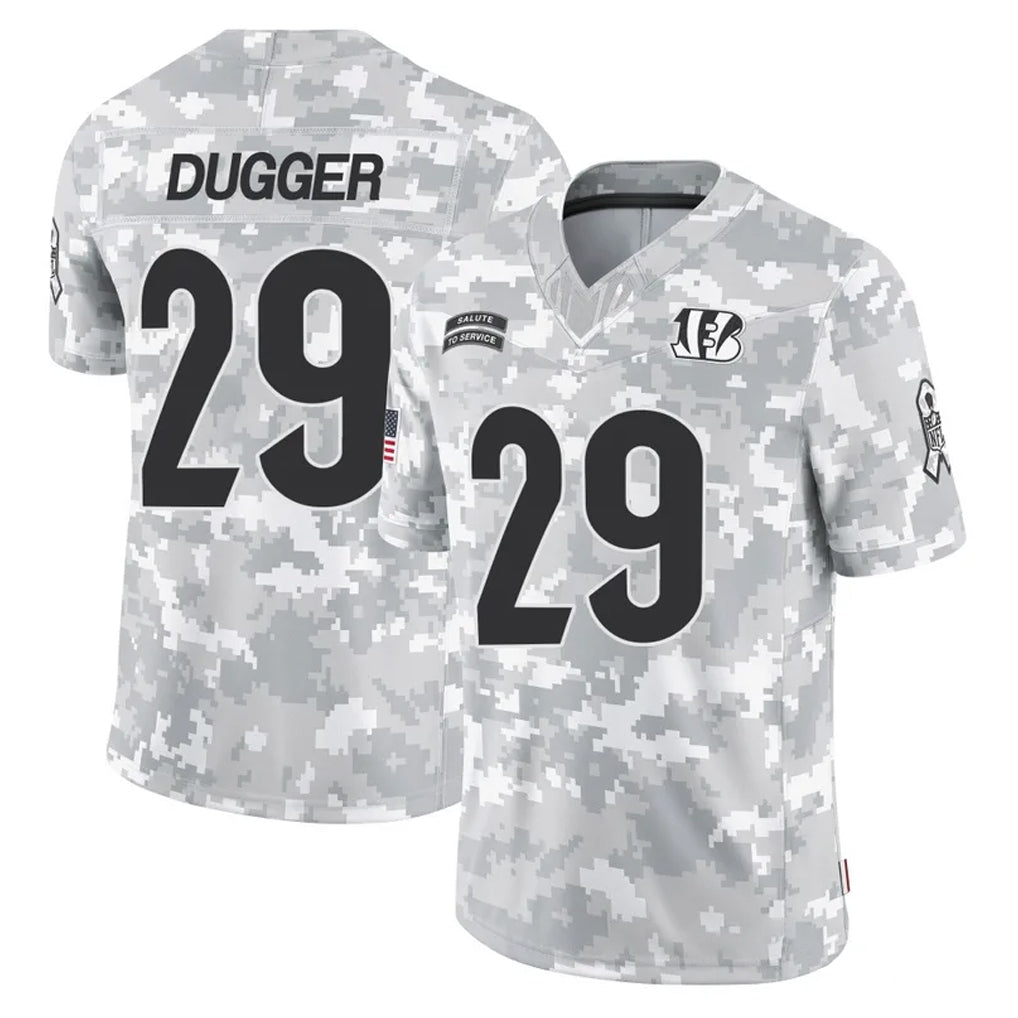 C.Bengals #29 Kyle Dugger Player Arctic Camo Salute to Service Limited Kdoa Stitched Jerseys