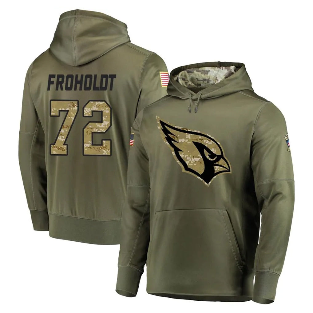 A.Cardinals #72 Hjalte Froholdt Player Olive Salute to Service Pullover Hoodie Home Game Kdoa Stitched Jerseys