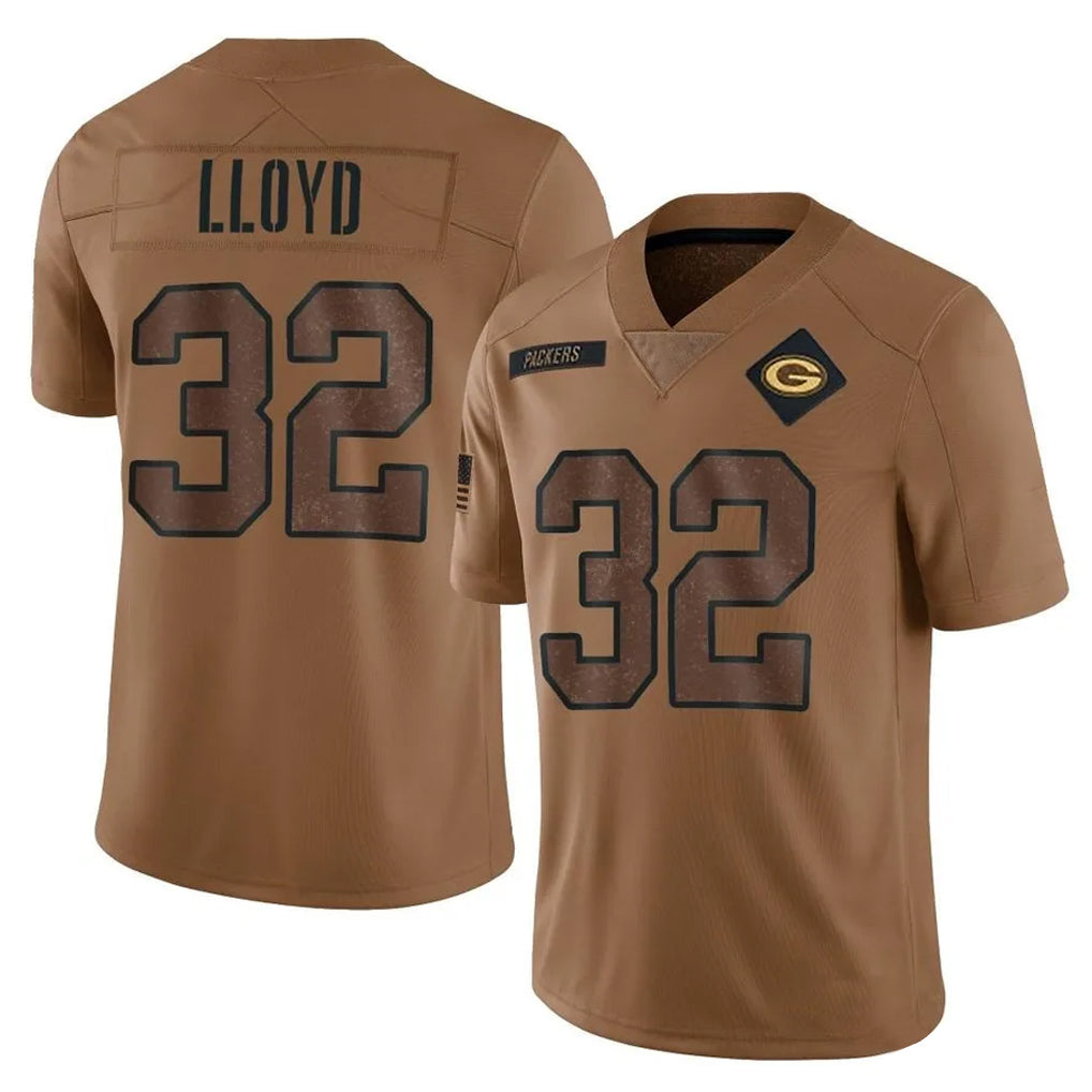 GB.Packers #32 MarShawn Lloyd Player Brown Salute To Service Limited Kdoa Stitched Jerseys
