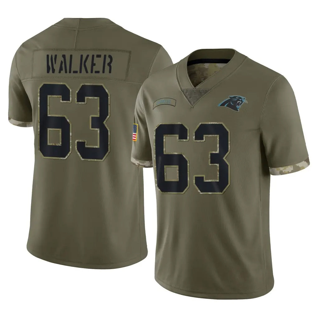 C.Panthers #63 Rasheed Walker Player Olive Salute to Service Game Kdoa Stitched Jerseys