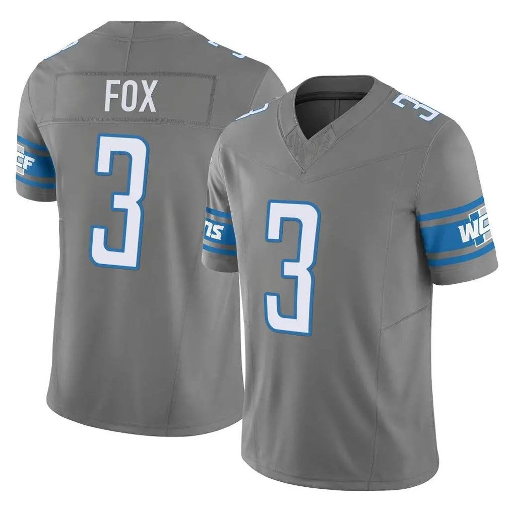 D.Lions #3 Jack Fox Player Gray Vapor F.U.S.E. Limited Home Game Kdoa Stitched Jerseys