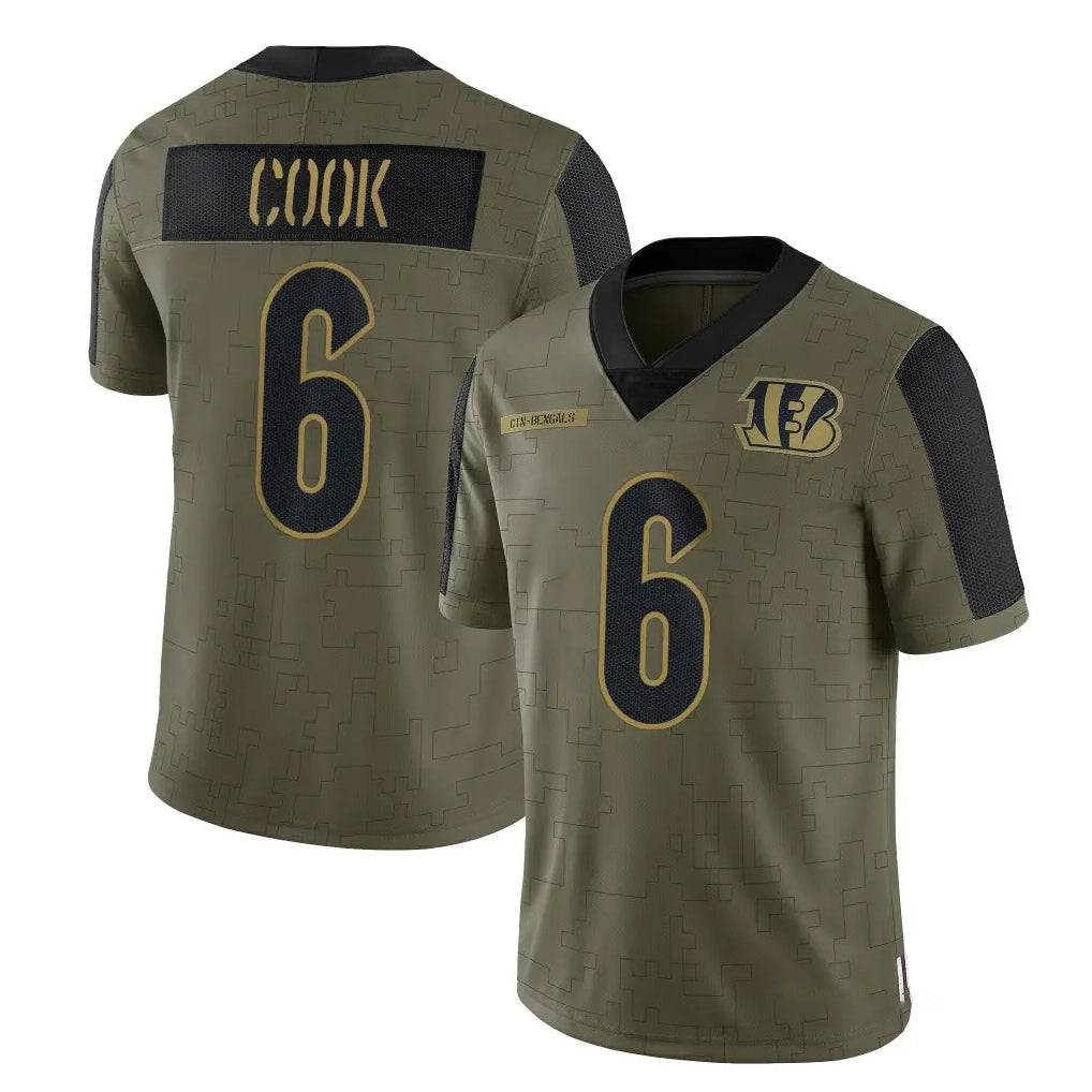 C.Bengals #6 Brian Cook Player Olive Salute to Service Game Kdoa Stitched Jerseys