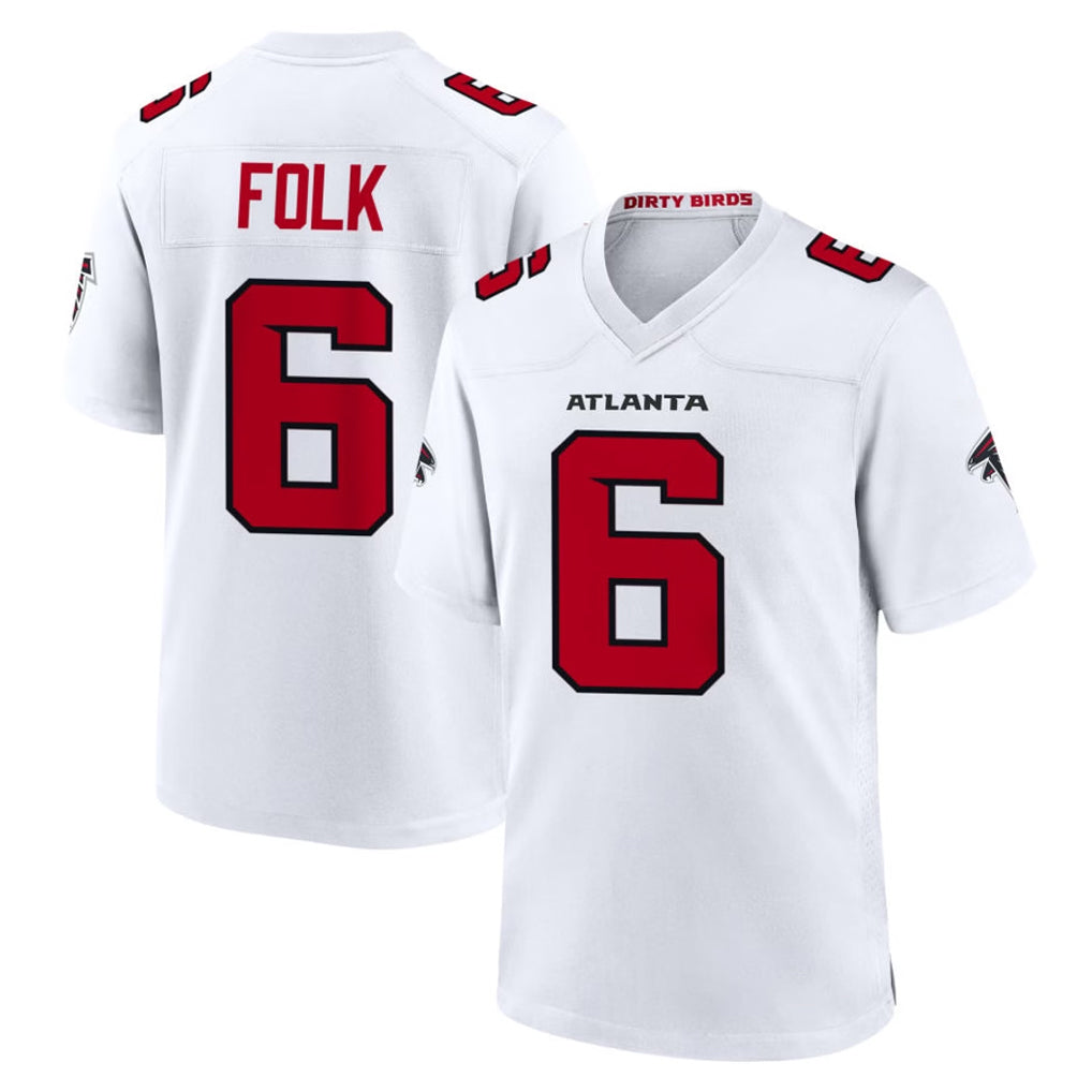 A.Falcons #6 Nick Folk Player White Team Color Home Game Kdoa Stitched Jerseys