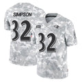 B.Ravens #32 Trenton Simpson Player Arctic Camo Salute to Service Limited Kdoa Stitched Jerseys