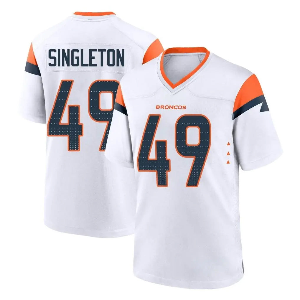 D.Broncos #49 Alex Singleton Player White Home Game Kdoa Stitched Jerseys