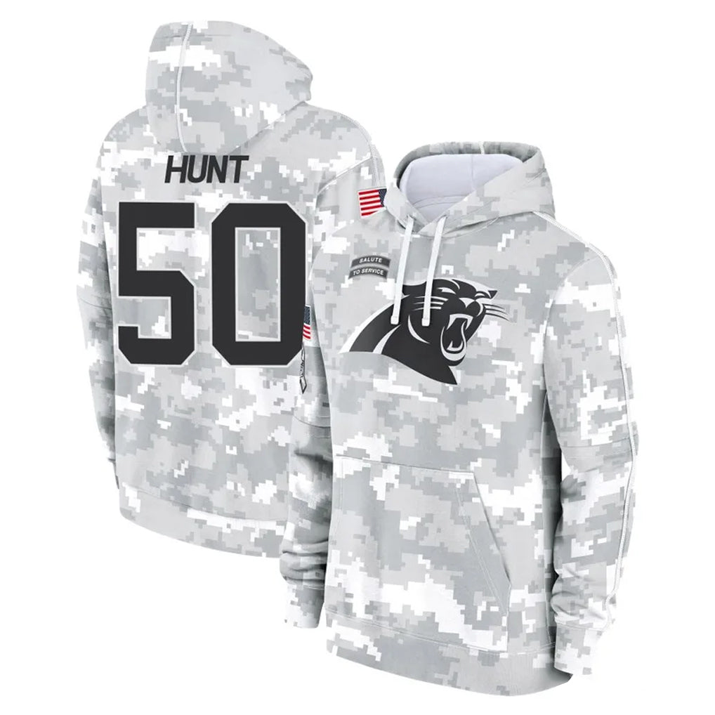 C.Panthers #50 Robert Hunt Player Arctic Camo Salute to Service Pullover Hoodies Limited Game Kdoa Stitched Jerseys