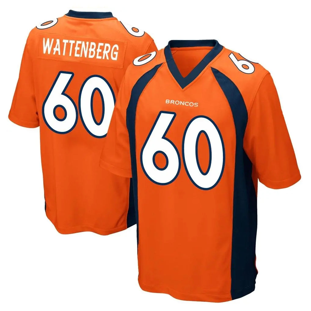D.Broncos #60 Luke Wattenberg Player Orange Color Home Game Kdoa Stitched Jerseys