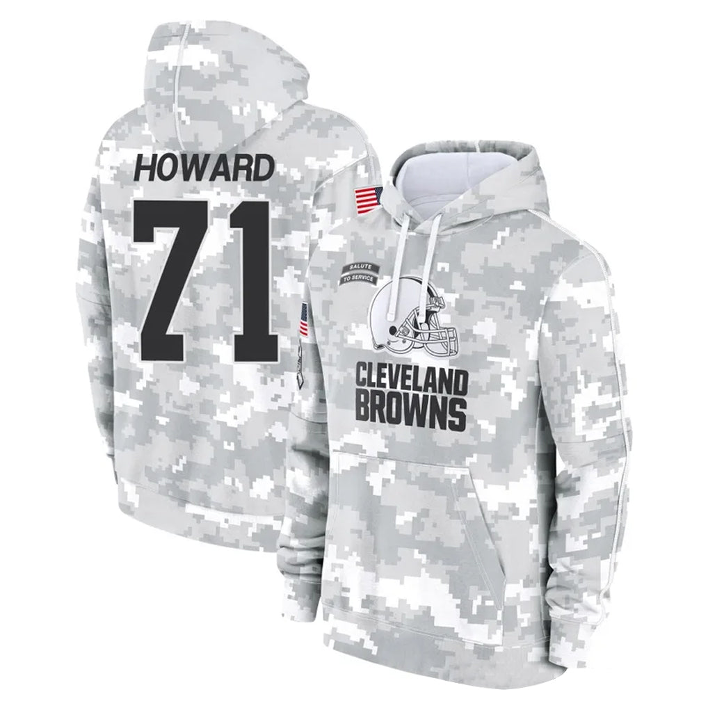 C.Browns #71 Tytus Howard Player Arctic Camo Salute to Service Hoodies Limited Game Kdoa Stitched Jerseys