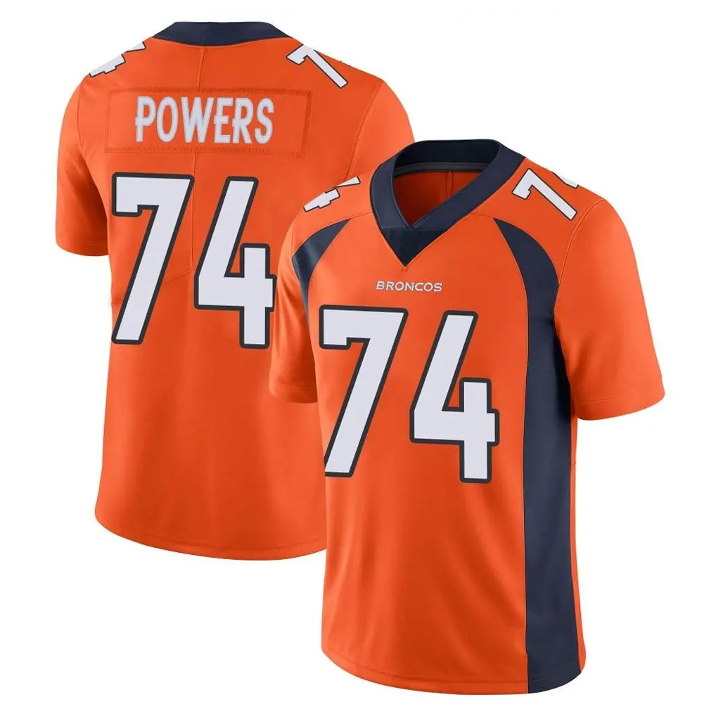 D.Broncos #74 Ben Powers Player Orange Color Vapor Untouchable Limited Game Kdoa Stitched Jerseys