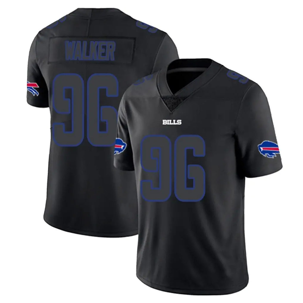 B.Bills #96 Deone Walker Player Black Impact Limited Home Game Kdoa Stitched Jerseys
