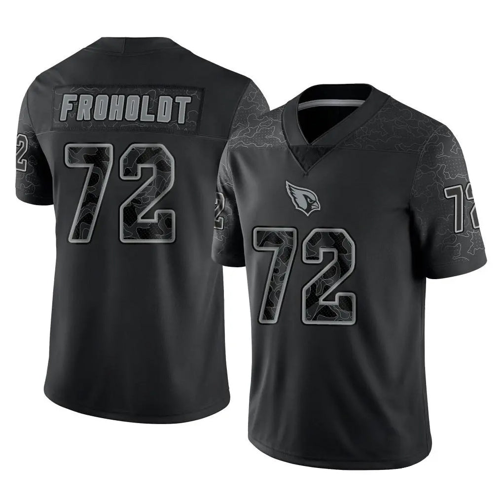 A.Cardinals #72 Hjalte Froholdt Player Black RFLCTV Limited Home Game Kdoa Stitched Jerseys