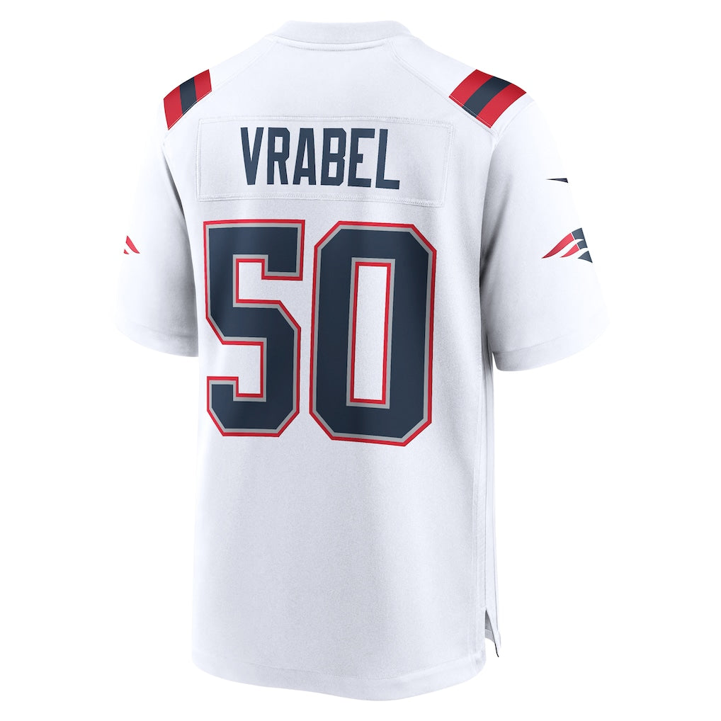 Kdoa NE.Patriots #50 Mike Vrabel White Game Retired Player Jersey