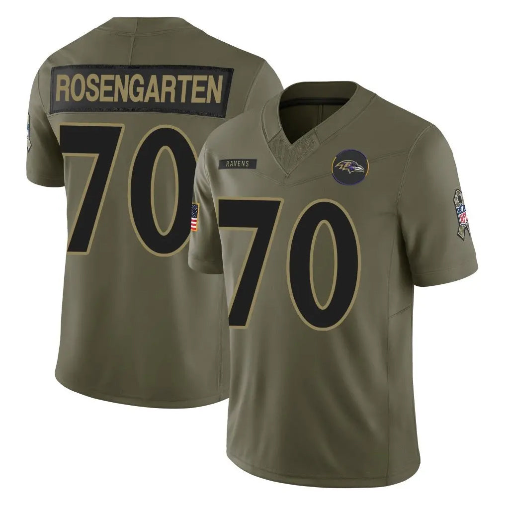 B.Ravens #70 Roger Rosengarten Player Olive Salute To Service Limited Home Game Kdoa Stitched Jerseys