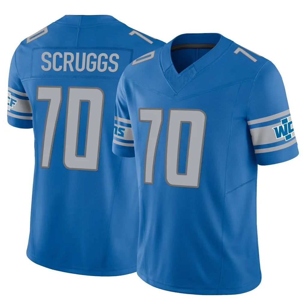 D.Lions #70 Juice Scruggs Player Blue Vapor F.U.S.E. Limited Home Game Kdoa Stitched Jerseys
