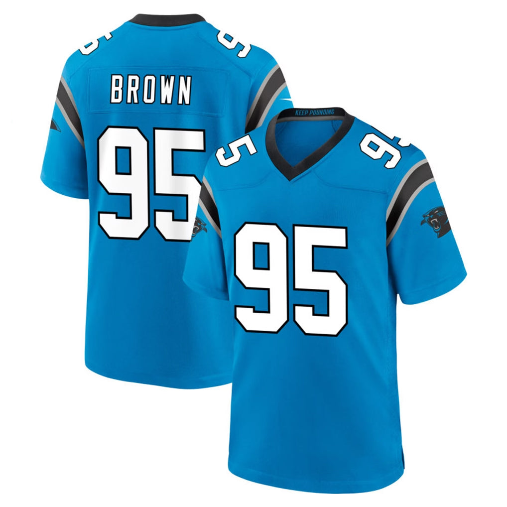 C.Panthers #95 Derrick Brown Player Blue Home Game Kdoa Stitched Jerseys