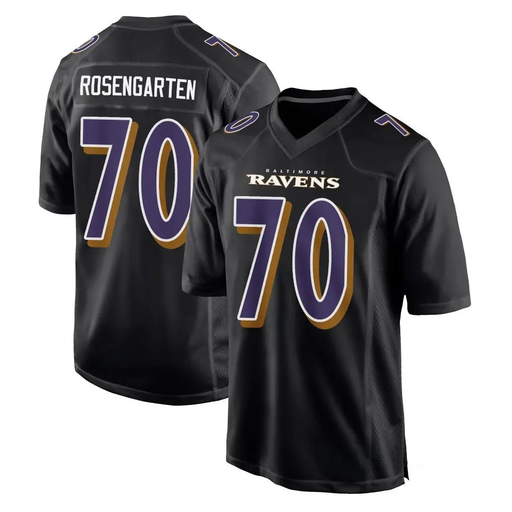 B.Ravens #70 Roger Rosengarten Player Black Carbon Fashion Home Game Kdoa Stitched Jerseys