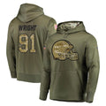 C.Browns #91 Alex Wright Player Olive Salute to Service Pullover Hoodies Home Game Kdoa Stitched Jerseys
