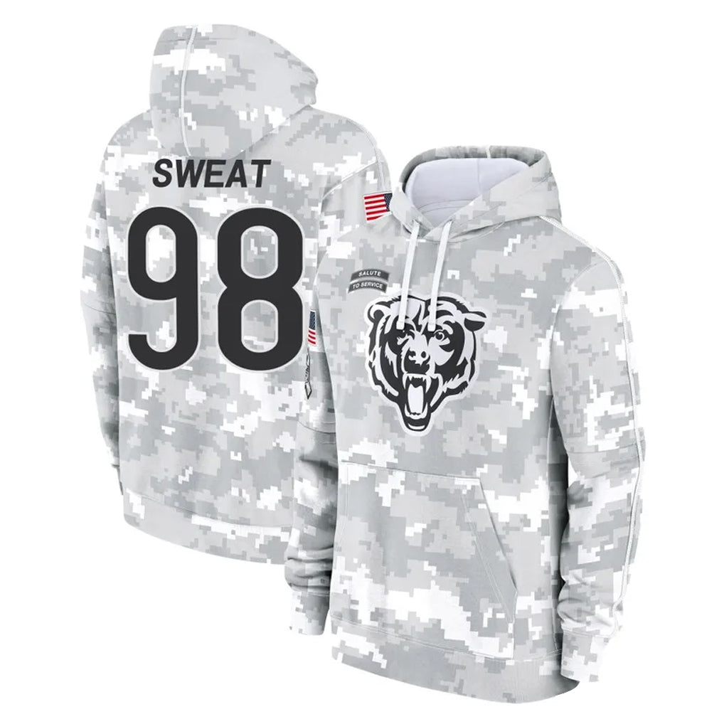 C.Bears #98 Montez Sweat Player Arctic Camo Salute to Service Pullover Hoodies Limited Kdoa Stitched Jerseys