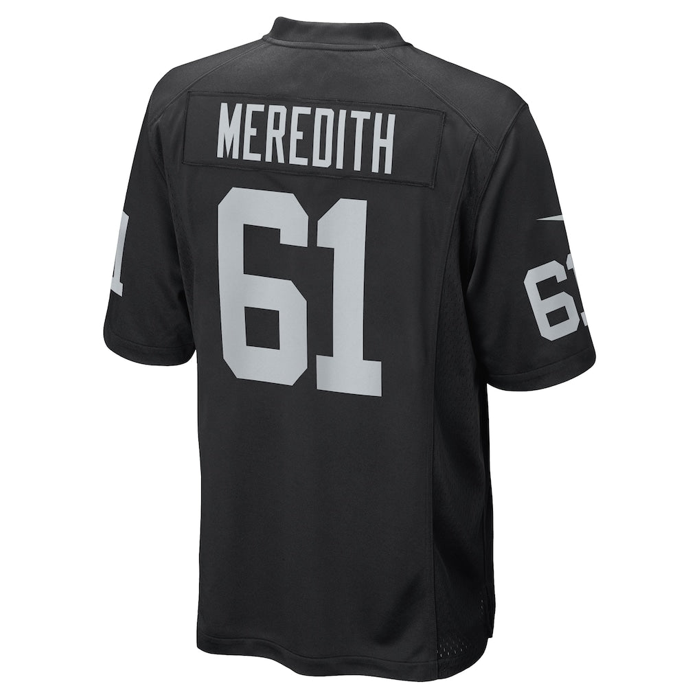 Kdoa LV.Raiders #61 Jordan Meredith Black Game Player Jersey