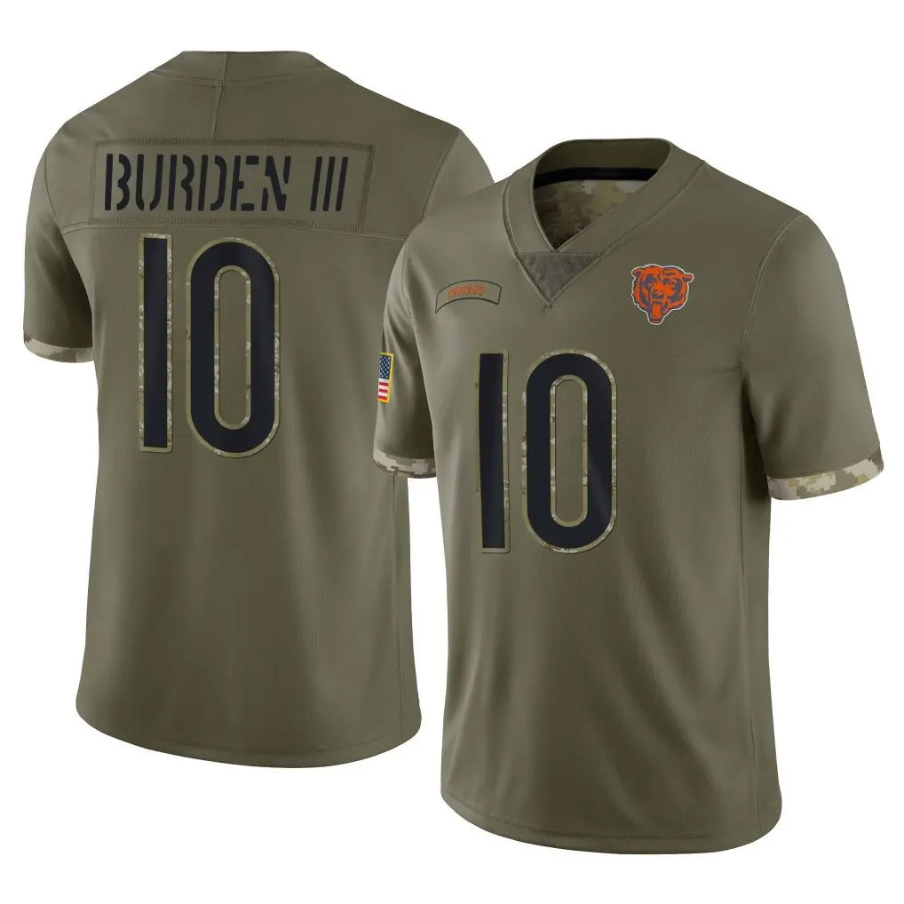 C.Bears #10 Luther Burden III Player Olive Salute to Service Limited Game Kdoa Stitched Jerseys