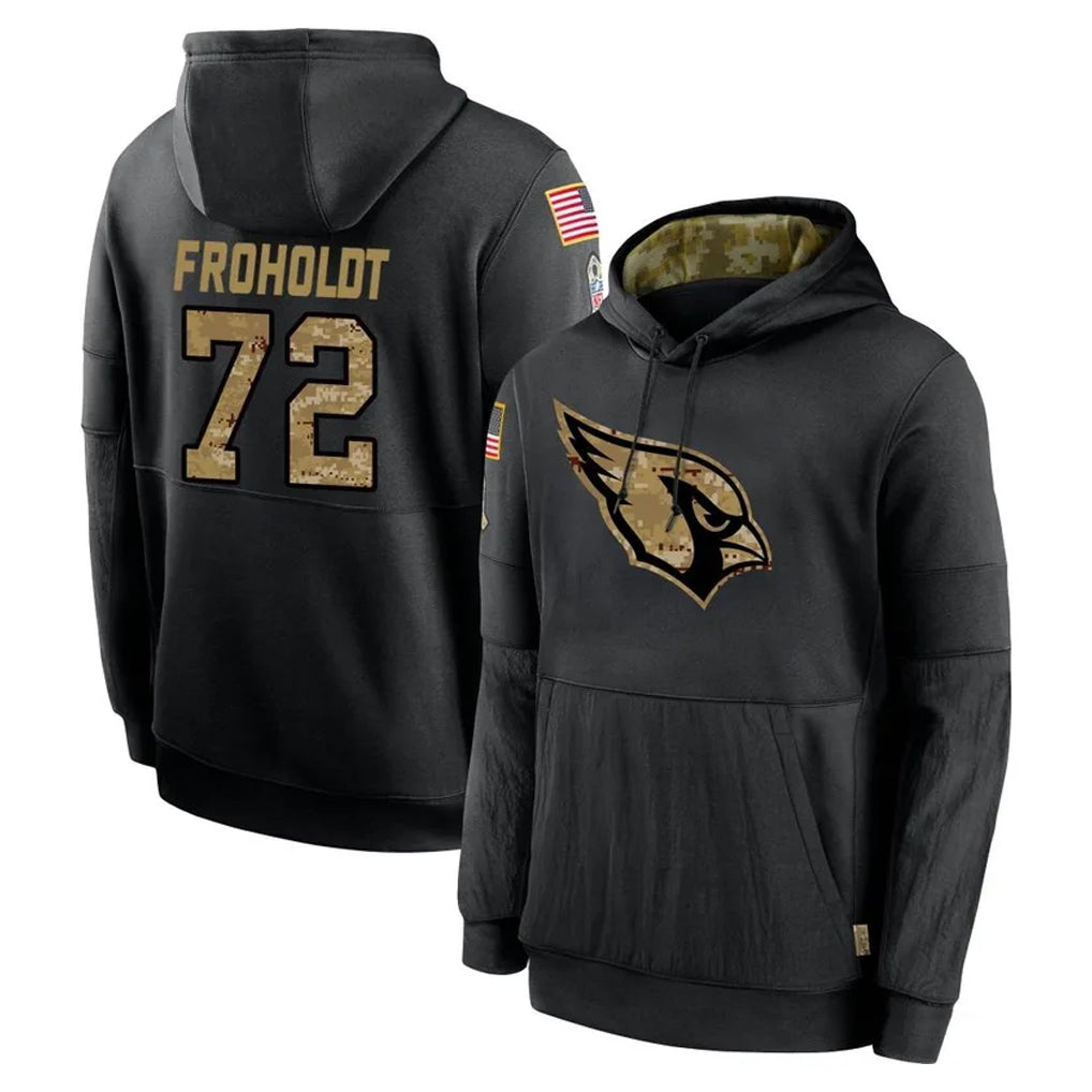 A.Cardinals #72 Hjalte Froholdt Player Black Salute to Service Sideline Performance Pullover Hoodies Home Game Kdoa Stitched Jerseys