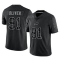 B.Bills #91 Ed Oliver Player Black RFLCTV Limited Kdoa Stitched Jerseys