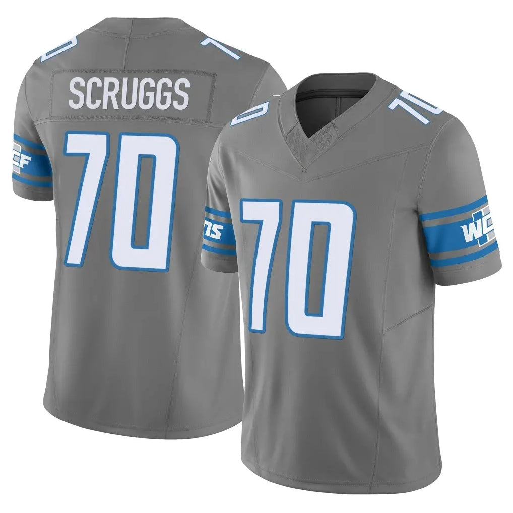 D.Lions #70 Juice Scruggs Player Gray Vapor F.U.S.E. Limited Home Game Kdoa Stitched Jerseys