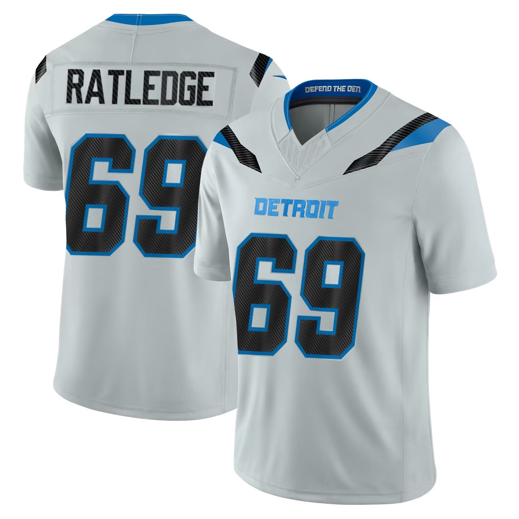 D.Lions #69 Tate Ratledge Player Silver Limited 2026 Rivalries Collection Home Game Kdoa Stitched Jerseys