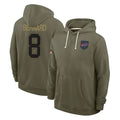 B.Bills #8 Terrel Bernard Player Olive Salute to Service Hoodies Kdoa Stitched Jerseys