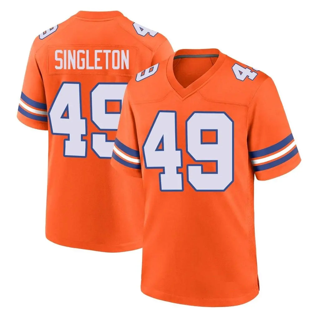 D.Broncos #49 Alex Singleton Player Orange Alternate Collection Throwback Game Kdoa Stitched Jerseys