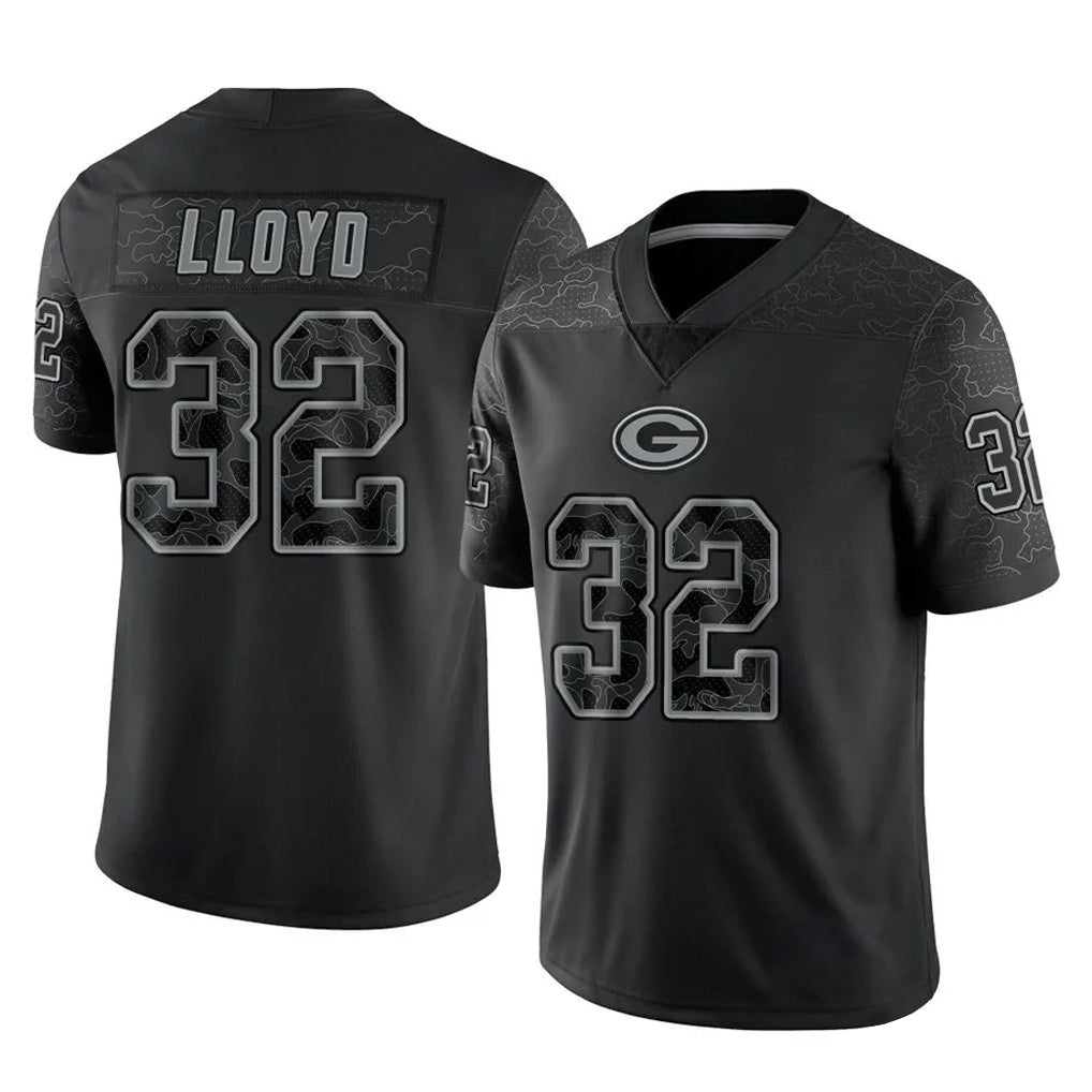 GB.Packers #32 MarShawn Lloyd Player Black Reflective Limited Home Game Kdoa Stitched Jerseys