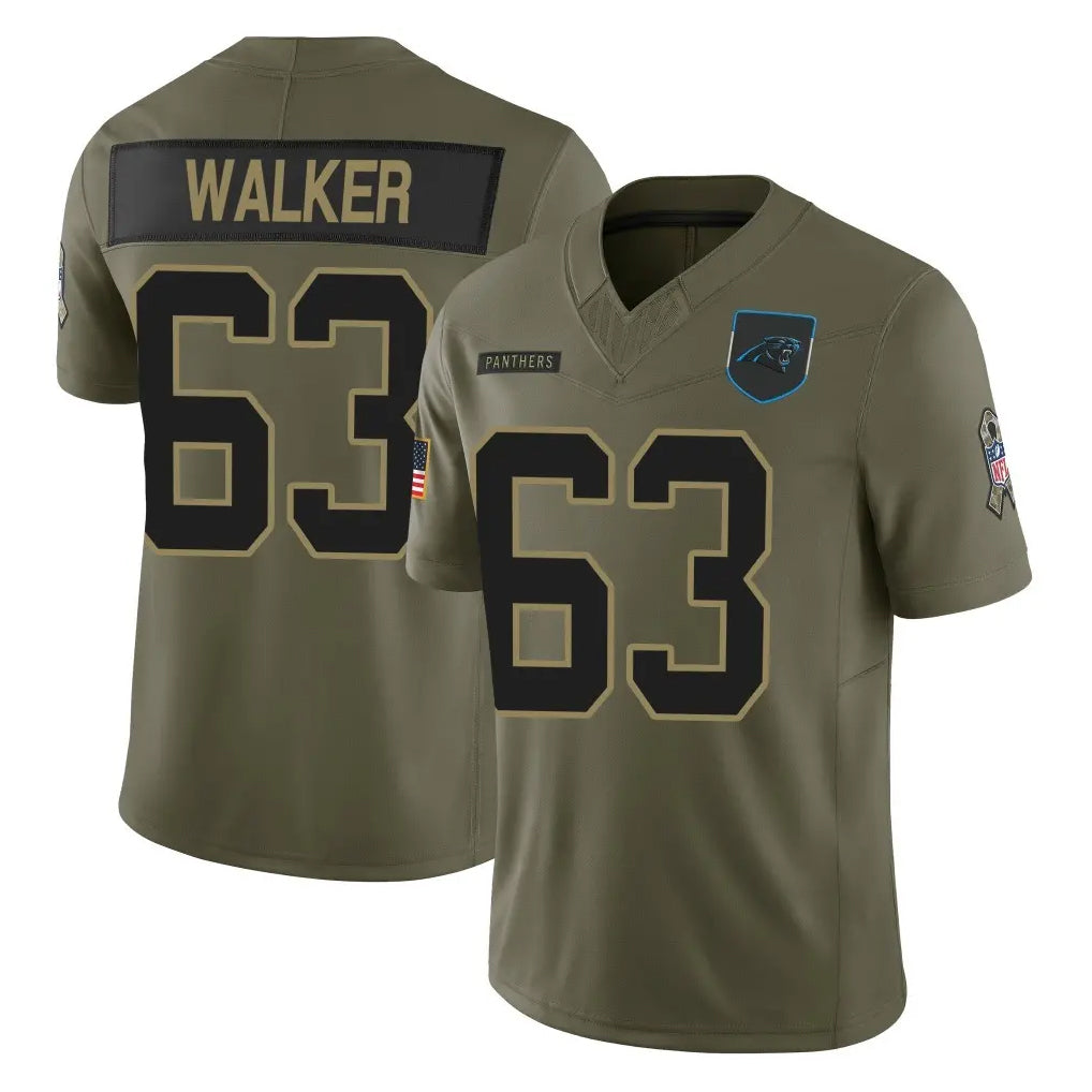 C.Panthers #63 Rasheed Walker Player Olive 2025 Salute to Service Limited Game Kdoa Stitched Jerseys