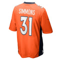 Kdoa D.Broncos #31 Justin Simmons Orange Game Jersey