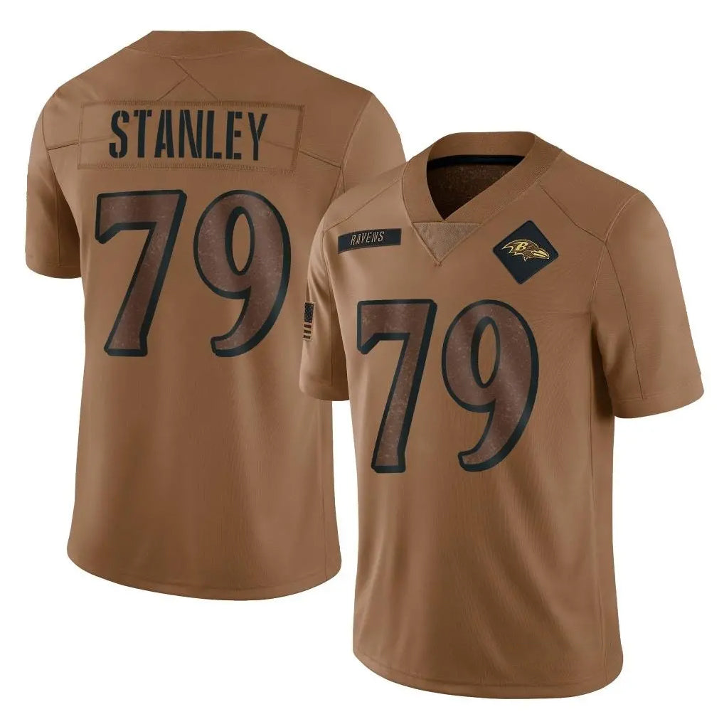 B.Ravens #79 Ronnie Stanley Player Brown Salute To Service Limited Kdoa Stitched Jerseys
