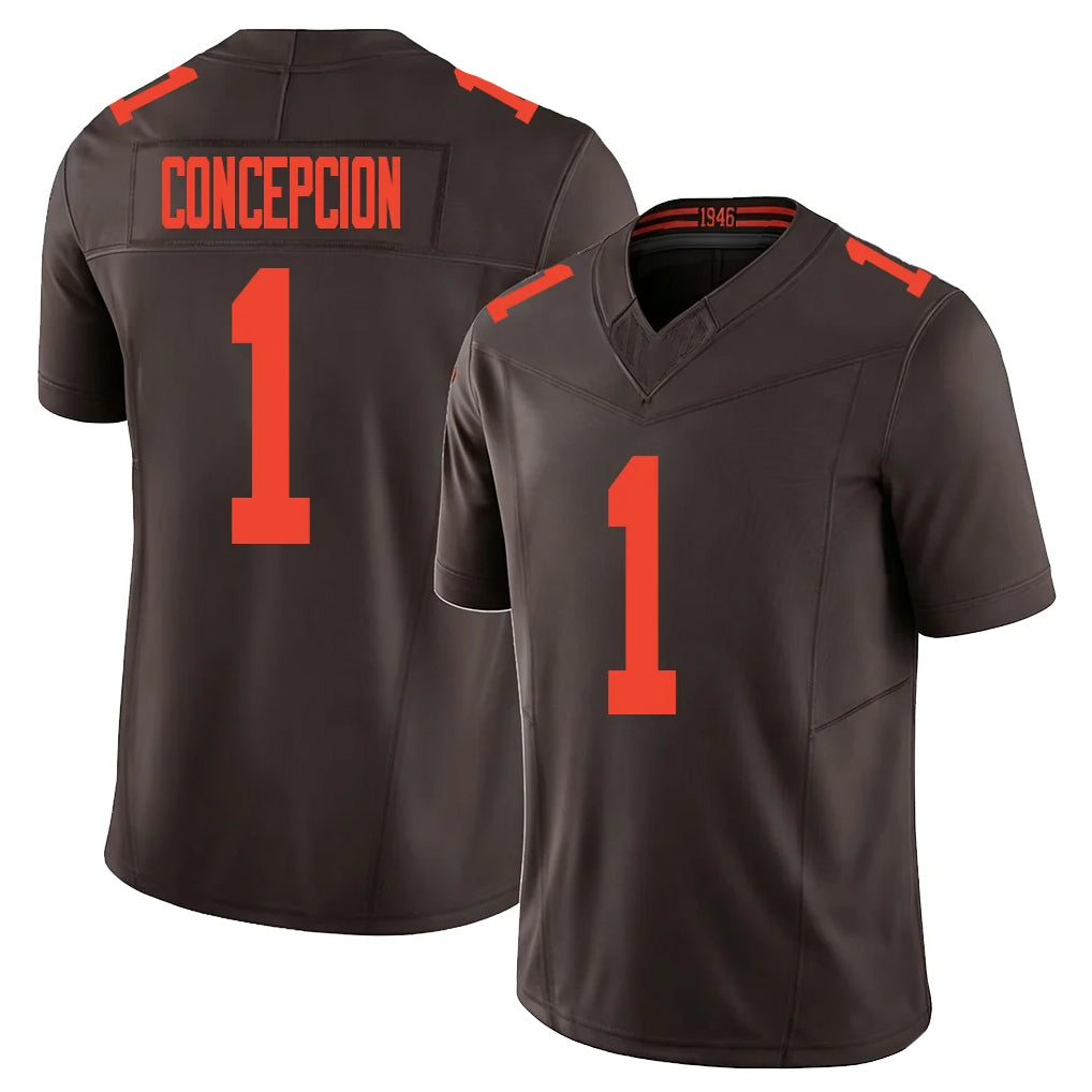 C.Browns #1 KC Concepcion Player Brown Limited Vapor F.U.S.E. Alternate Game Kdoa Stitched Jerseys