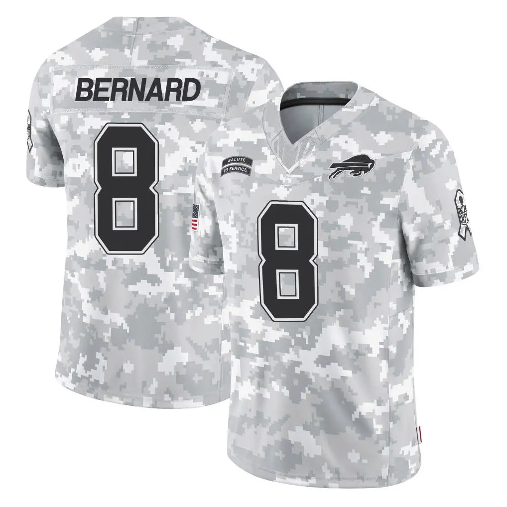 B.Bills #8 Terrel Bernard Player Arctic Camo Salute to Service Limited Game Kdoa Stitched Jerseys