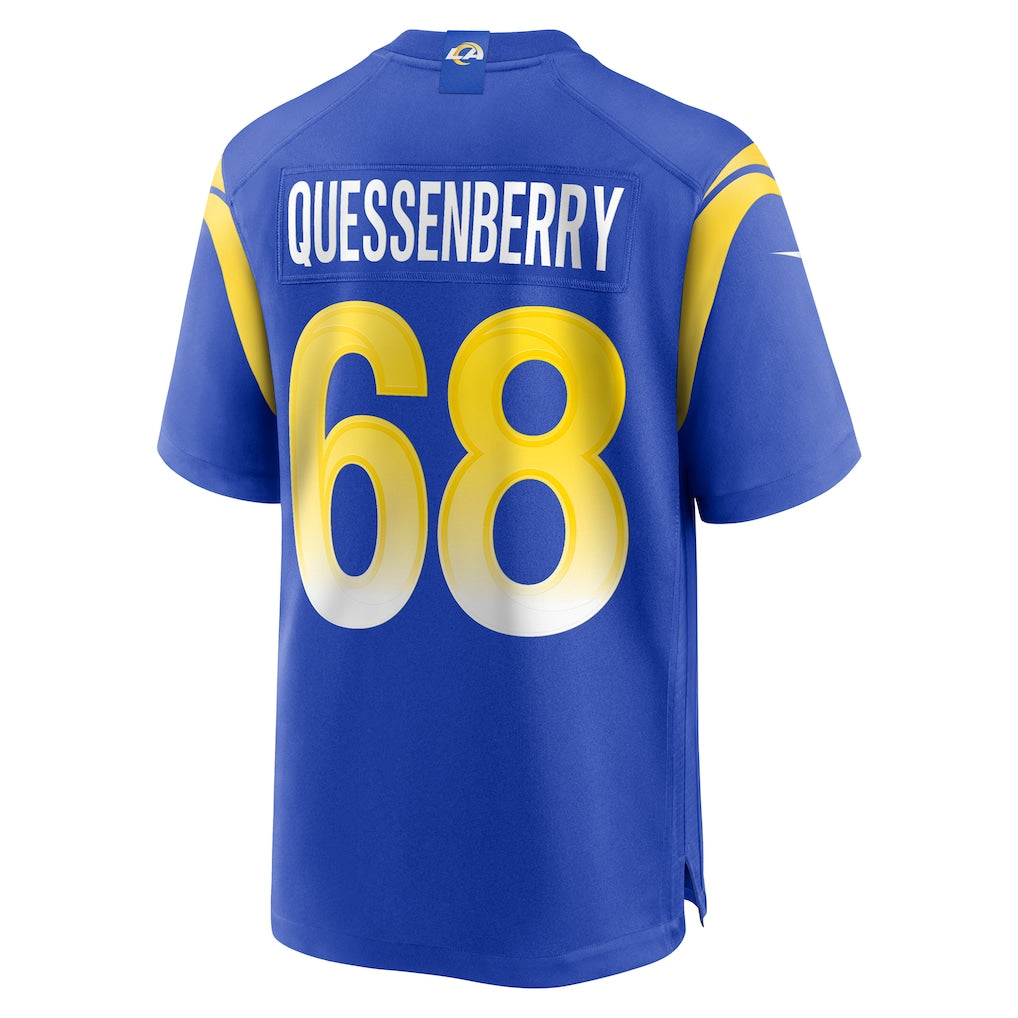 Kdoa LA.Rams #68 David Quessenberry Royal Team Game Jersey