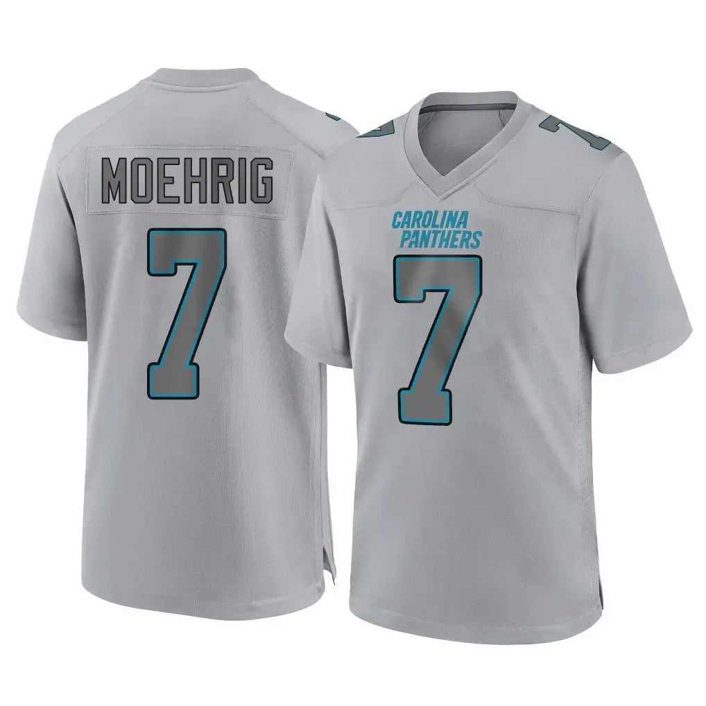 C.Panthers #7 Tre'von Moehrig Player Gray Atmosphere Fashion Game Kdoa Stitched Jerseys