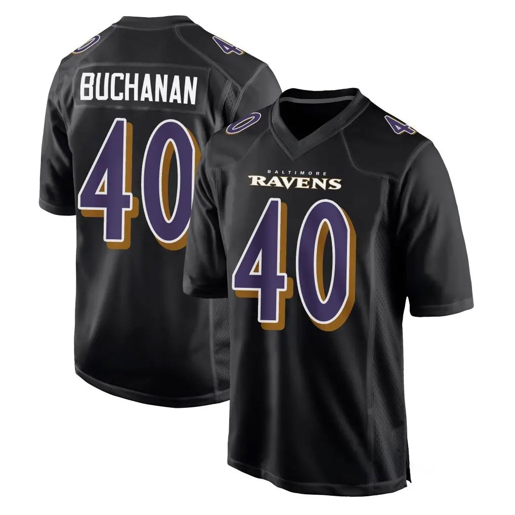 B.Ravens #40 Teddye Buchanan Player Black Carbon Fashion Home Game Kdoa Stitched Jerseys