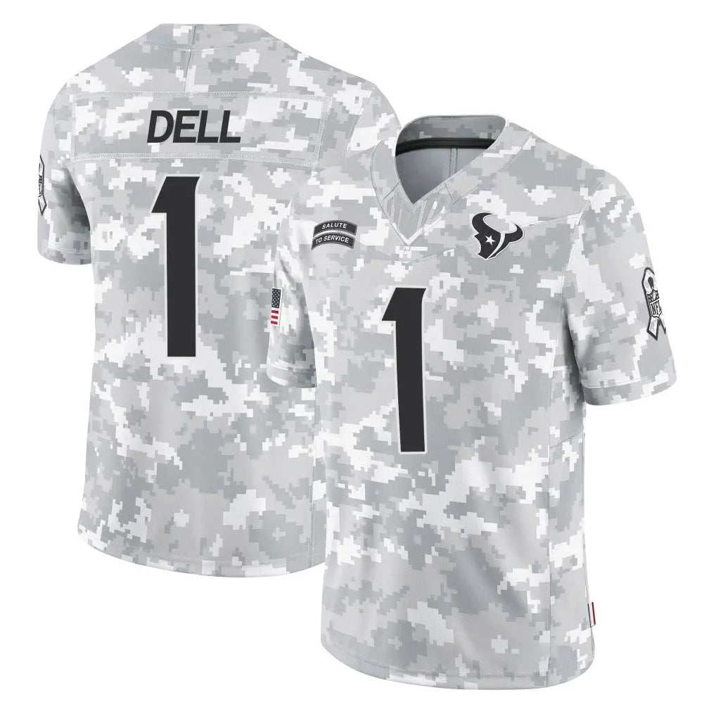 H.Texans #1 Tank Dell Player Arctic Camo Salute To Service Limited Game Kdoa Stitched Jerseys
