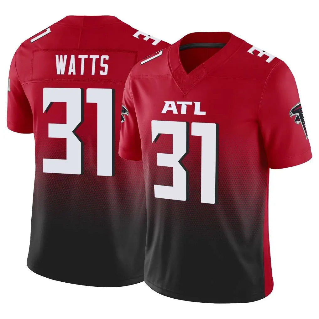 A.Falcons #31 Xavier Watts Player Red Vapor F.U.S.E. Limited Home Game Kdoa Stitched Jerseys