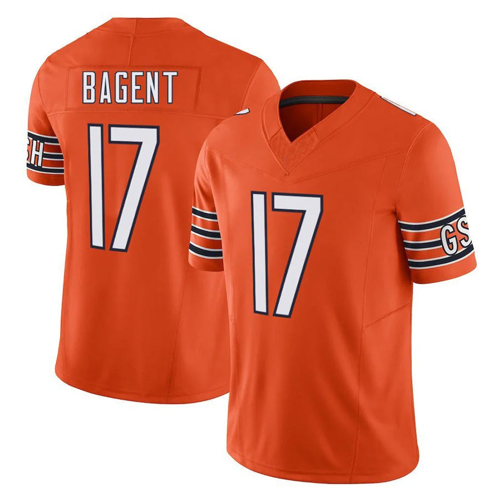 C.Bears #17 Tyson Bagent Player Orange Vapor F.U.S.E. Limited Home Game Kdoa Stitched Jerseys
