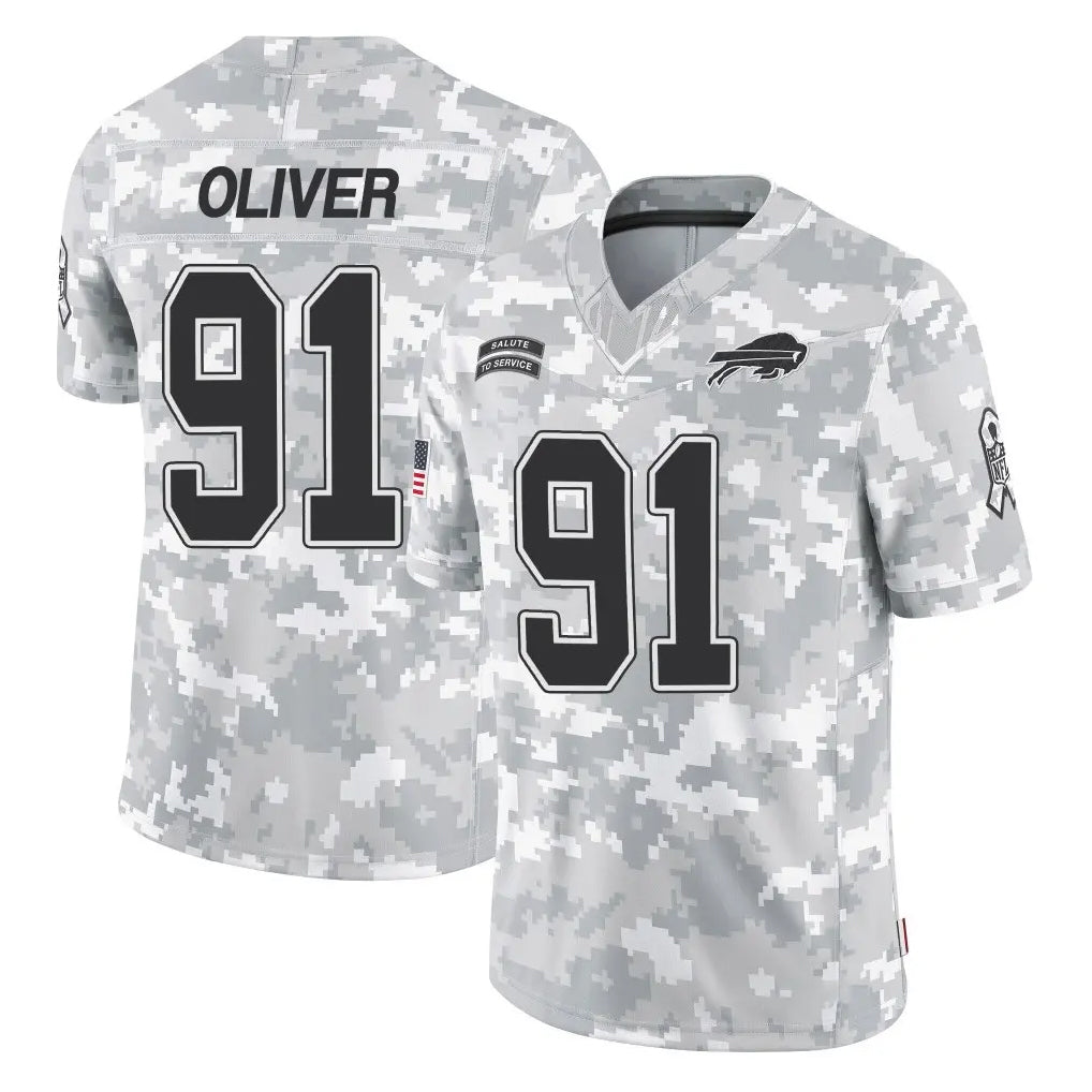 B.Bills #91 Ed Oliver Player Arctic Camo Salute to Service Limited Game Kdoa Stitched Jerseys