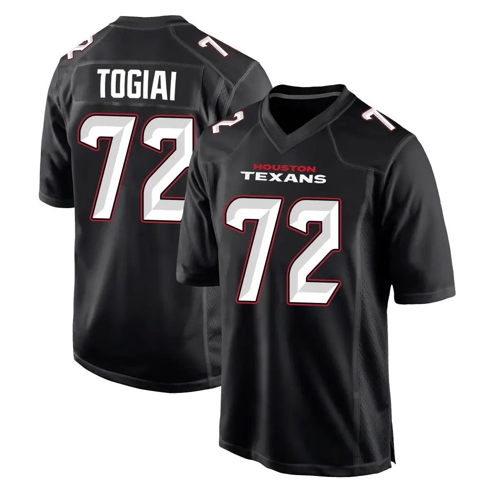 H.Texans #72 Tommy Togiai Player Carbon Black Fashion Home Game Kdoa Stitched Jerseys