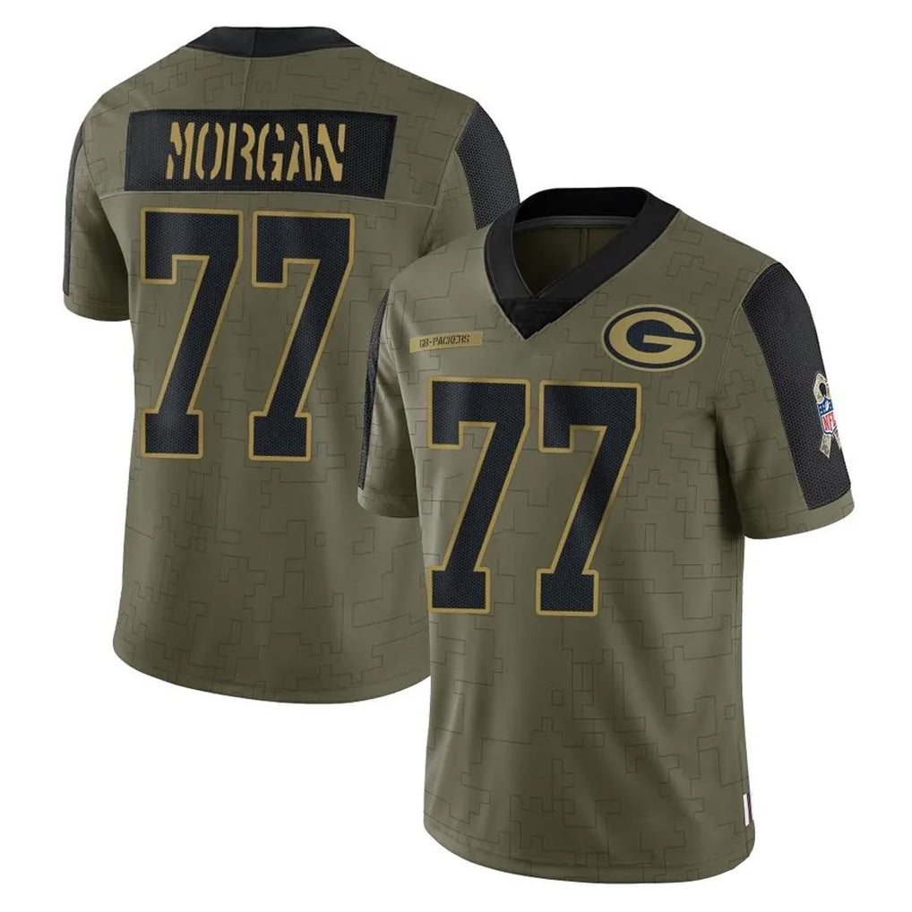 GB.Packers #77 Jordan Morgan Player Olive Salute To Service Limited Game Kdoa Stitched Jerseys