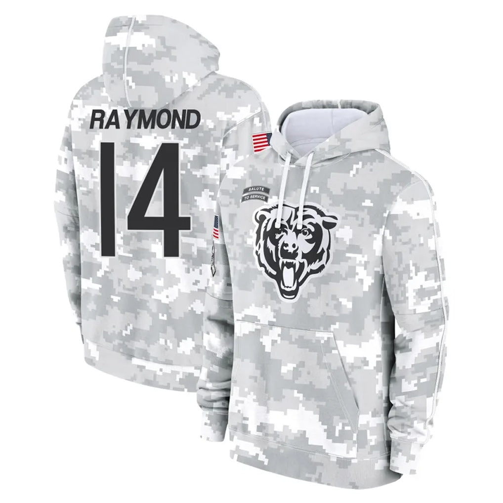 C.Bears #14 Kalif Raymond Player Arctic Camo Salute to Service Pullover Hoodies Limited Kdoa Stitched Jerseys