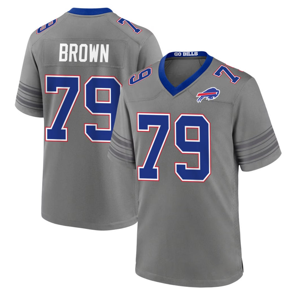 B.Bills #79 Spencer Brown Player Gray Nickel City Home Game Kdoa Stitched Jerseys